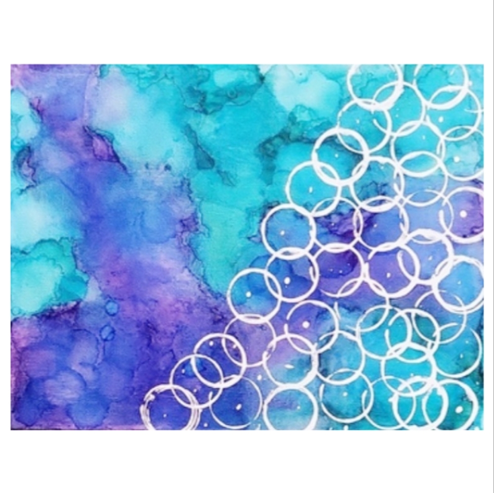 Hand Crafted Purple and Turquoise Abstract Design 11x14 Inches Canvas Painting - Picture 4 of 4